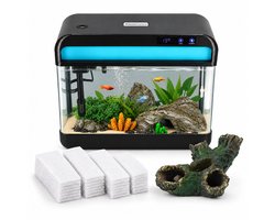 AquaImpact Premium Zelfreinigend Aquarium 26 L – Boom- 20 Filters - Decoratie - Set met 3‑in‑1 Pomp - LED & Touch Display – Timer & Dim Functie - Incl. Luchtbevochtiger - Garnalen Aquarium