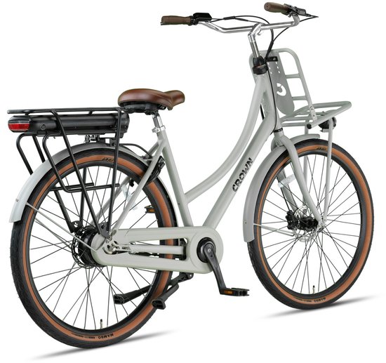Crown Barcelona - Elektrische transportfiets - Elektrische damesfiets - Achterwielmotor - Hydraulische schijfremmen - 28 inch - 50 cm - French Grey — afbeelding 2