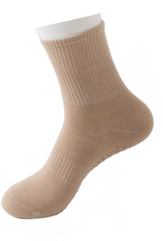 6 Paar - Sok - Antislip Sokken Dames - Yoga & Pilates Sokken - Grip Sokken - Alledaagse casual sokken - Wandelsokken - Naadloos - Geschikt voor Casual, Bedrijf, Sport - Vochtregulerend - Bruin - 80% Katoen - 34-40 (EU) — afbeelding 4