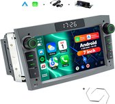Boscer Autoradio - Geschikt voor Opel - Android 15 - Apple Carplay & Android Auto (Draadloos) - 2+64GB - 7 Inch HD Touchscreen - GPS, Bluetooth, USB, SD & MP5 - Navigatiesysteem - Grijs - Demontagesleutels, Achteruitrijcamera & Microfoon