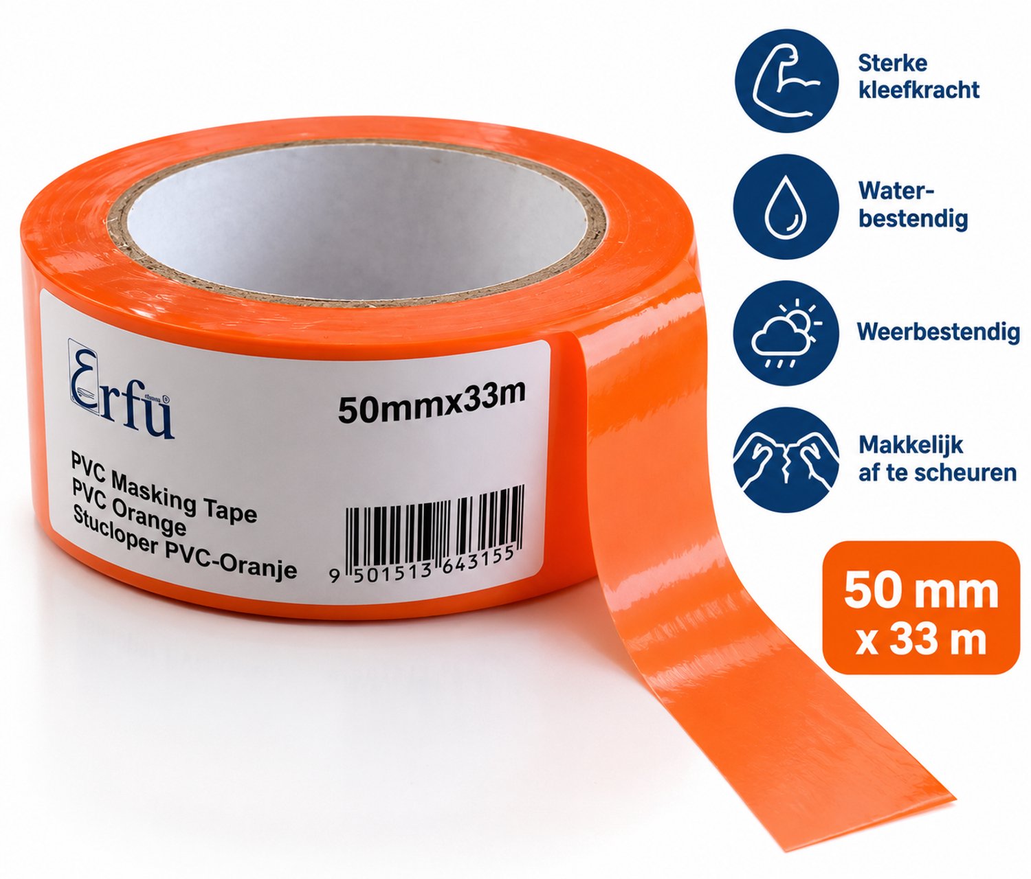 PVC Oranje Stucloper tape 50MM X 33M