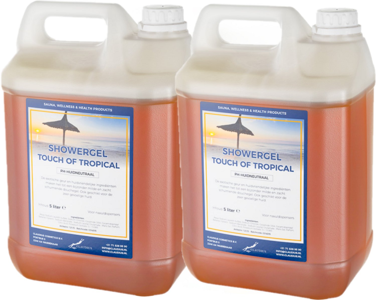 Claudius Douchegel Touch of Tropical 5 liter - set van 2 stuks - showergel - navulling - voordeelverpakking