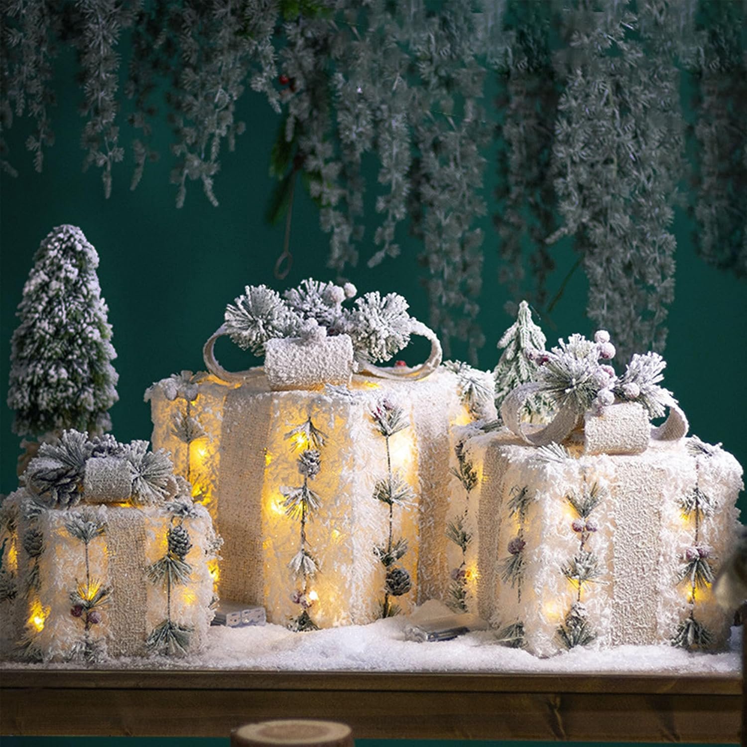 Kerstverlichting - Set van 3 verlichte geschenkdozen - Kerstverlichting figuur - Kerstlampjes - LED kerstdecoratie pakjesverlichting - Kerstversiering - Cadeauset - Geschenkdoos - Kerstcadeau - Kerst Figuur - Kerstlampjes - Sneeuwvlok – foto 5