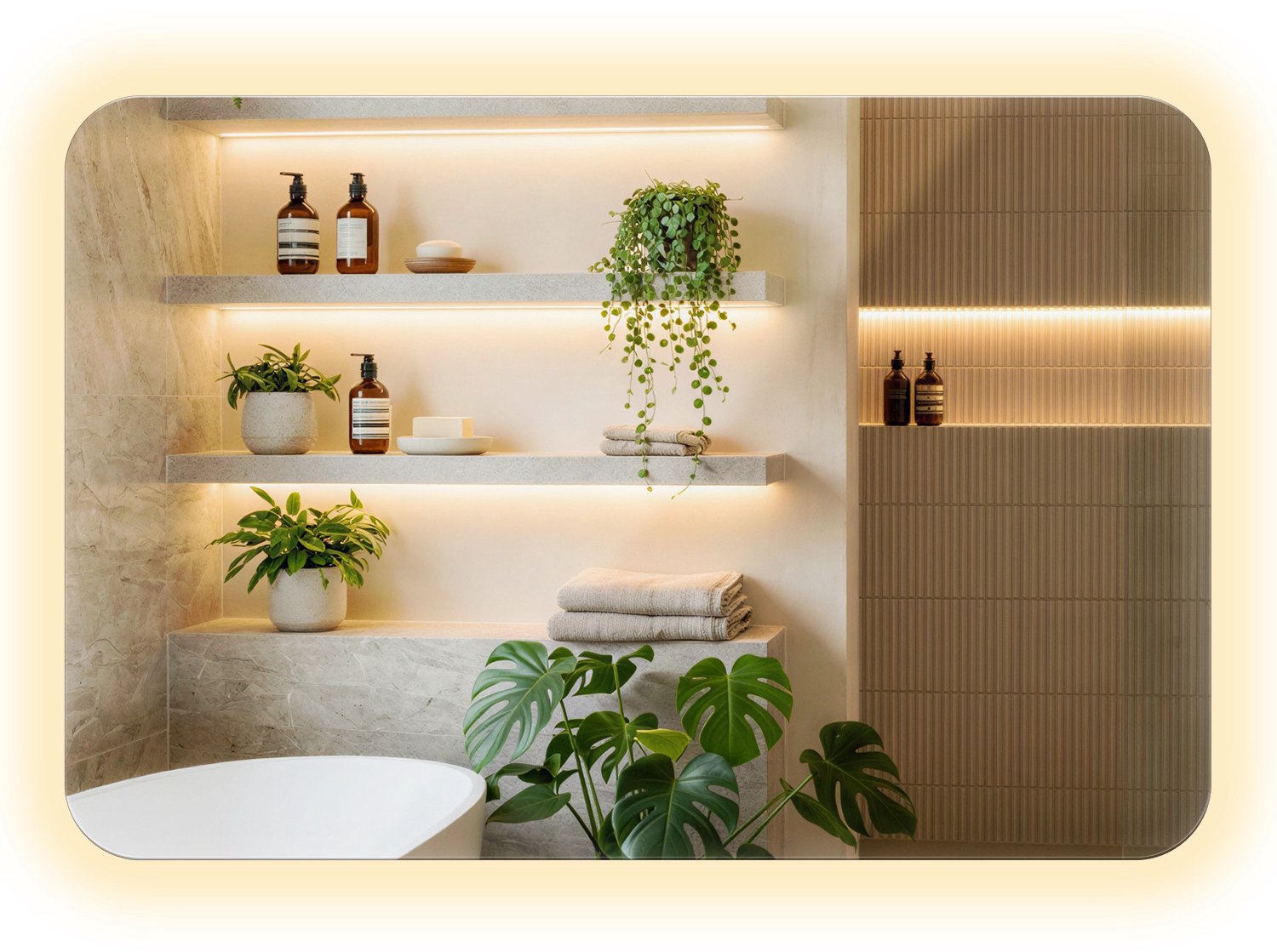Coloray LED Spiegel - Rechthoekige Spiegel met Verlichting - 40 x 60 cm - LED Badkamerspiegel - Afgeronde Spiegel - Warm Wit 3000K - Wandspiegel LED - Decoratieve Spiegel