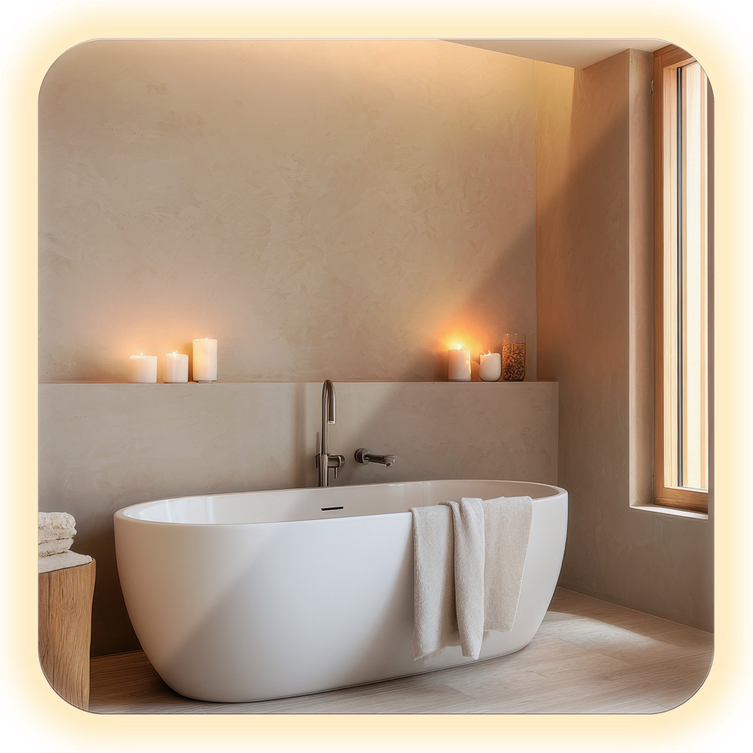 TULUP LED Spiegel - Moderne Wandspiegel met Verlichting - 50 x 50 cm - LED Badkamerspiegel - Ronde Hoeken - Warm Wit 3000K - Decoratieve Spiegel