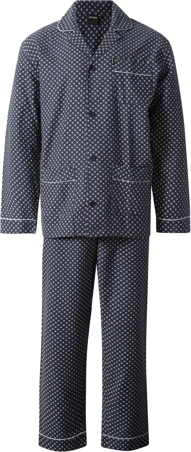 Gentlemen - warme klassieke heren pyjama 9471 - geruwd flanel - donkerblauw - maat 62 (5XL)
