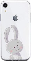 Apple Iphone XR transparant siliconen hoesje - Grappig konijntje