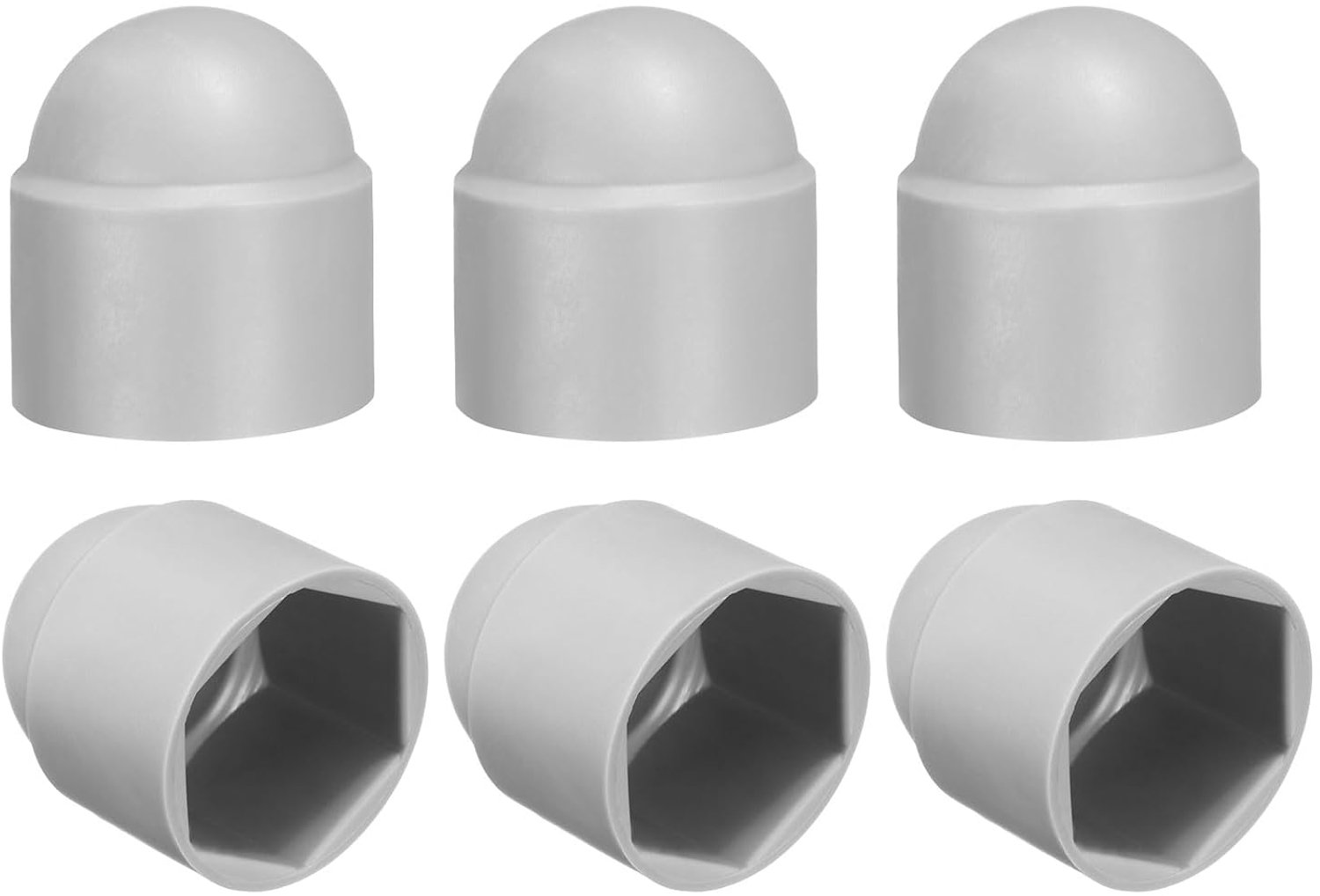 Zeskantmoer-afdekking M20 x 30 x 40 mm - kunststof domdoppen - grijs - beschermkappen voor meubels - 6 stuks - Vemera