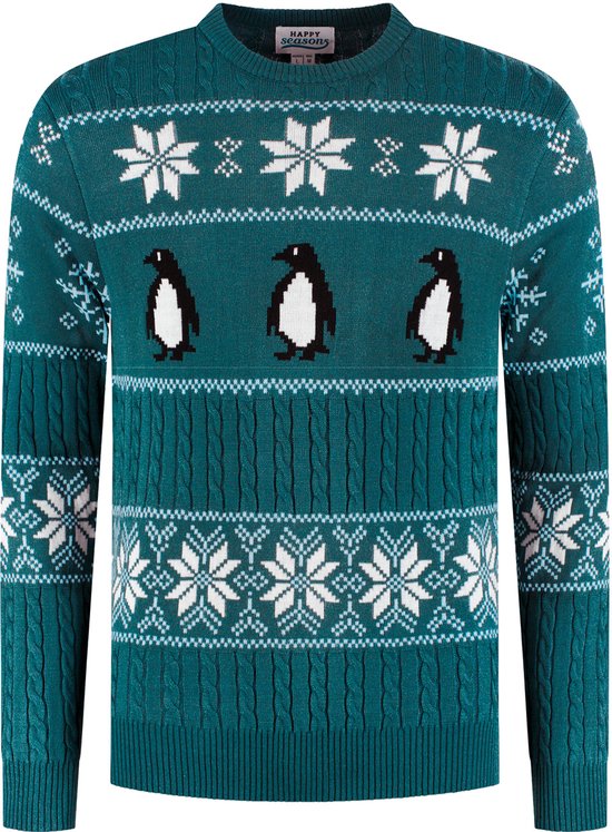 Happy Seasons Foute Kersttrui Dames & Heren - Christmas Sweater - Mannen & Vrouwen "Pinguin Party" Maat S/M