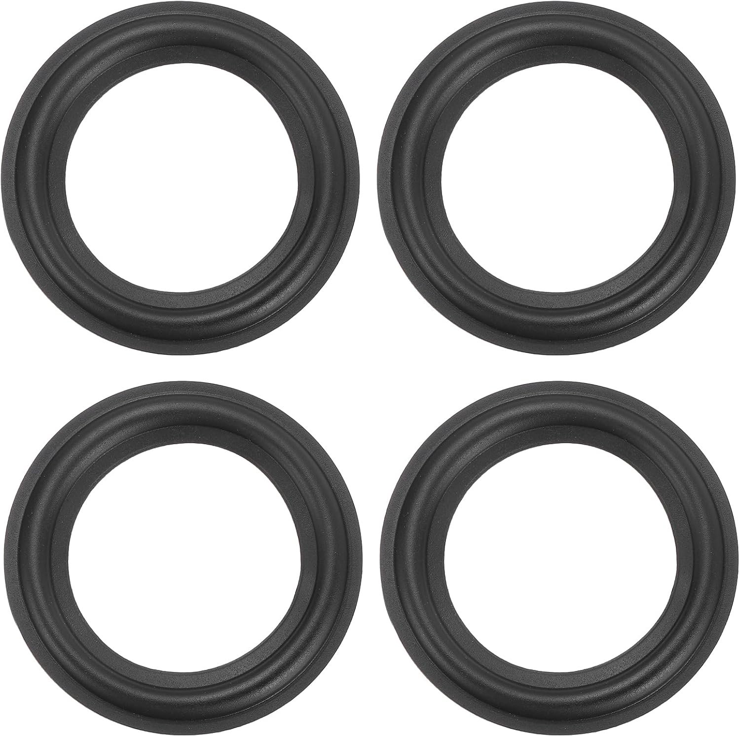 rubberen randen 74,5 x 48,5 mm - geperforeerd - reserveonderdelen voor luidsprekers of subwoofers - 4 stuks - Vemera
