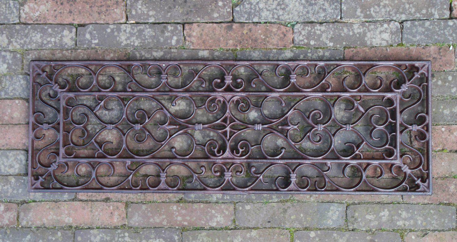 Esschert Design Gietijzeren deurmat rechthoek donkerbruin Esschert Design 2,1 x 74 x 25 cm.