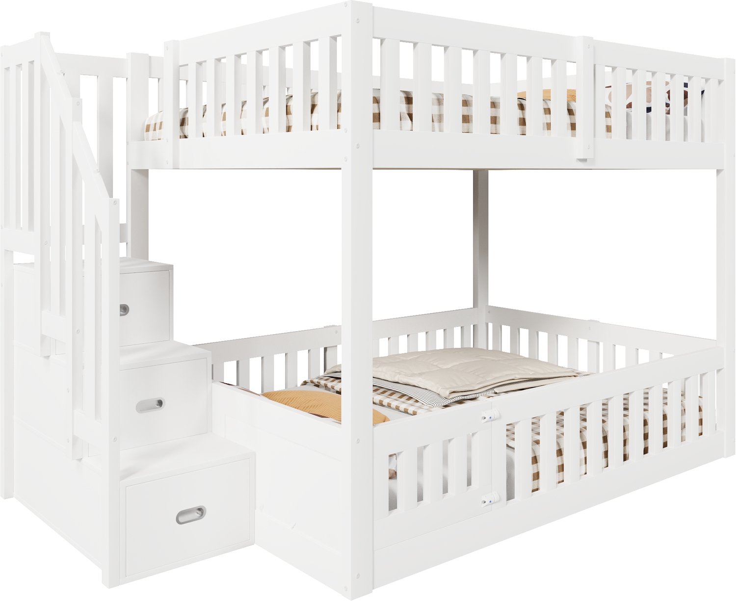 Merax Stapelbed 140x200 cm - trap met opbergruimte - wit