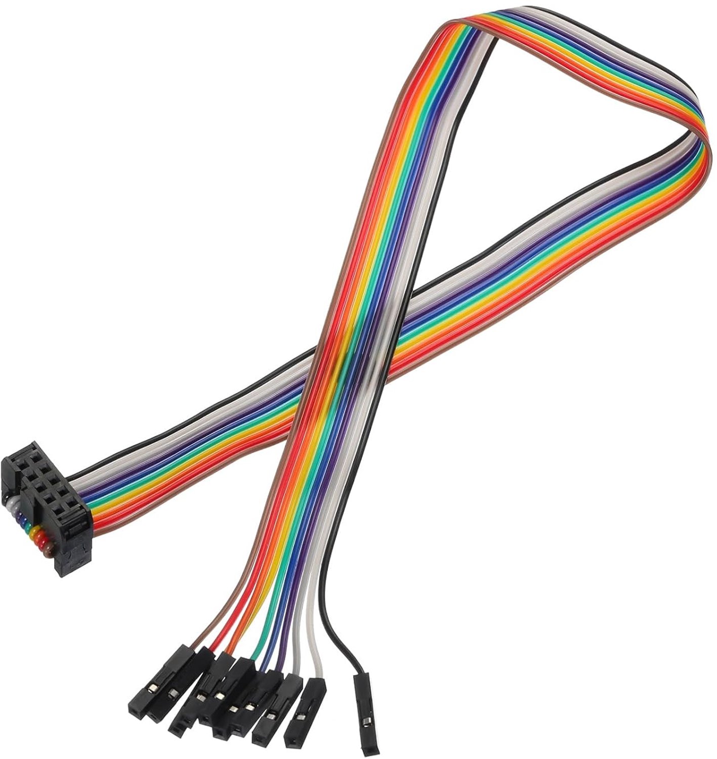 Platte kabel 10P - 2,54 mm - regenboogdraad - geschikt voor hobbyprojecten - Vemera