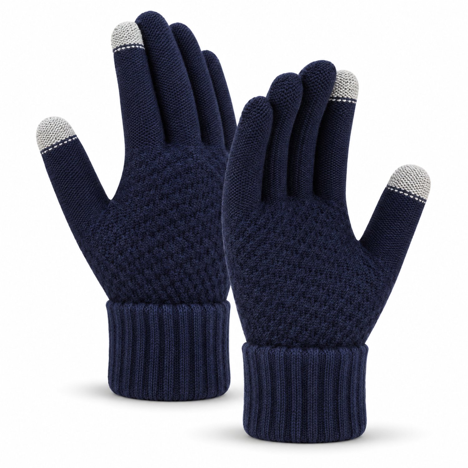 MoodLux Touchscreen Winter Handschoenen - 100% Zachte Acryl - Winddicht - Waterafstotend - Comfortabel One Size - Dames & Heren - Perfecte Pasvorm - Donker Blauw