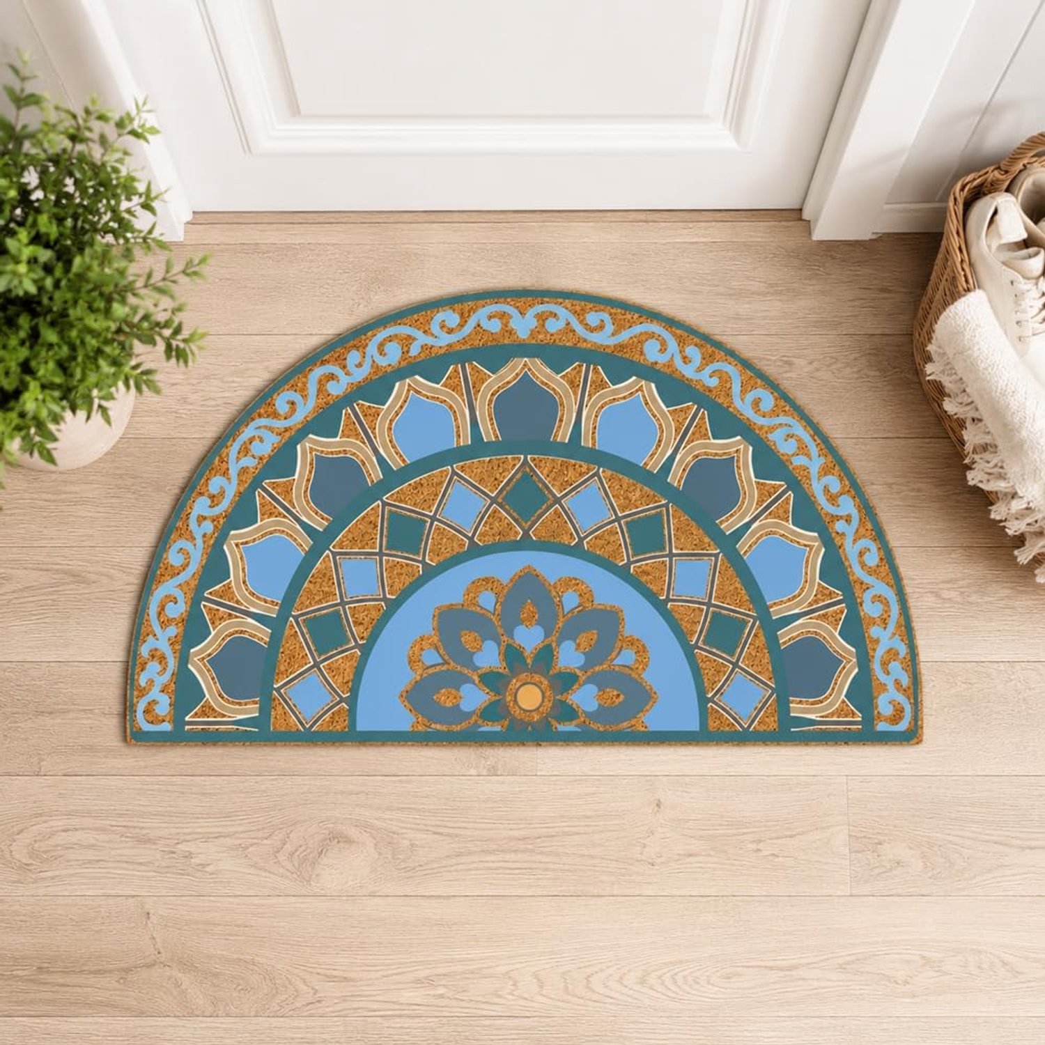 Halve cirkel mat 40x70 cm met bloemenpatroon