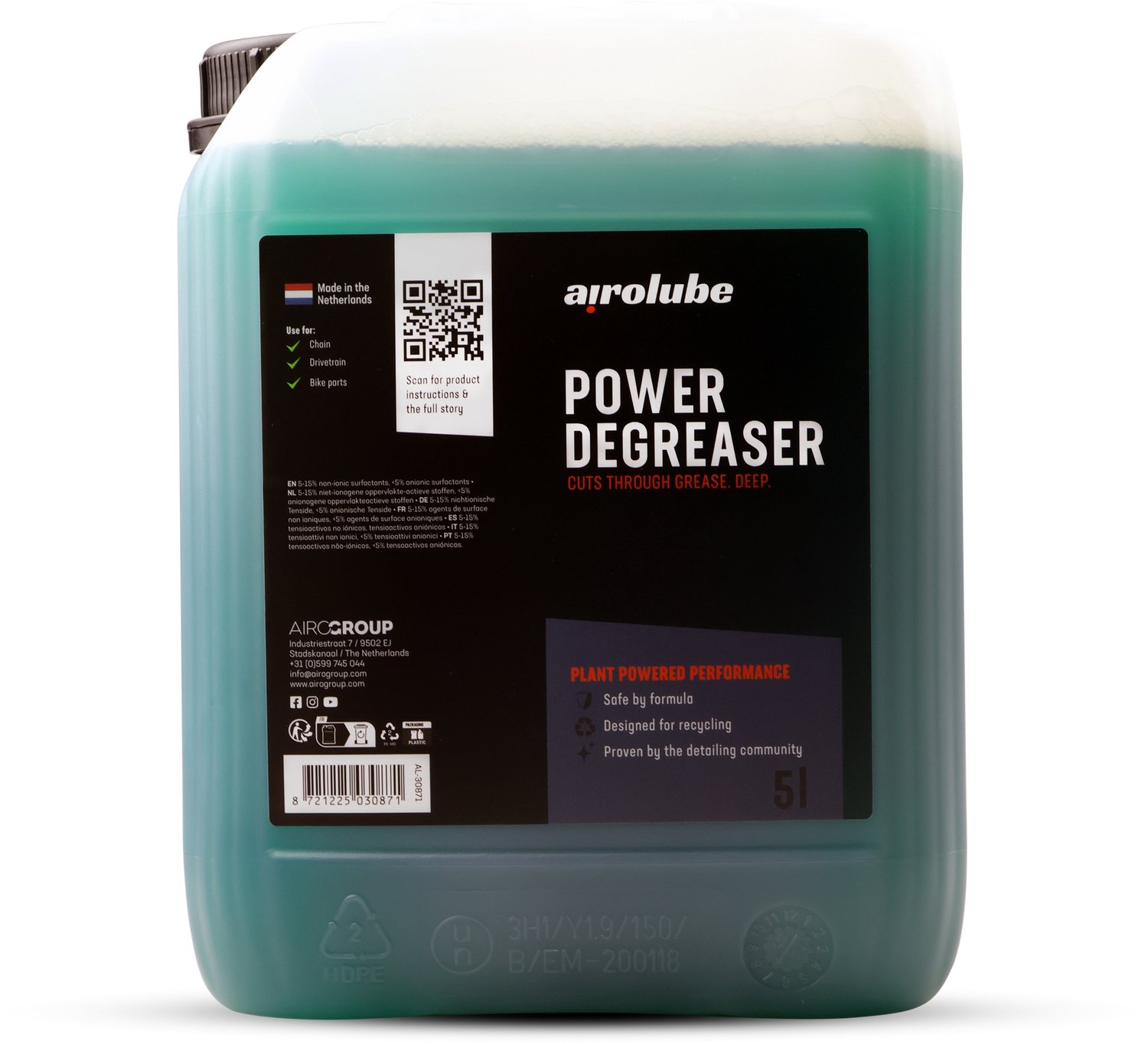 Airolube Power Degreaser – Krachtige Fiets Ontvetter – Voor Ketting & Aandrijving – 5 Liter