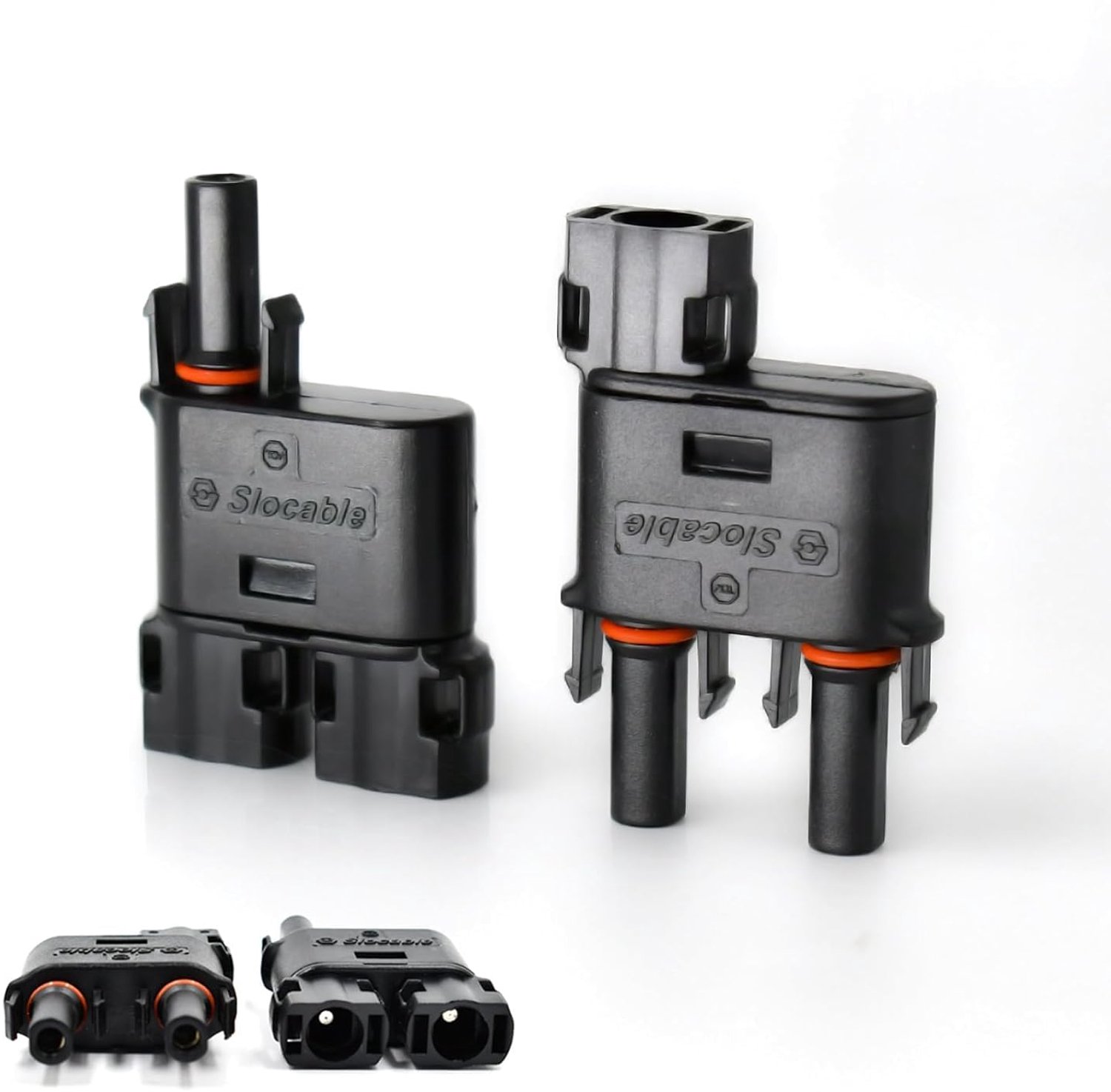Zonnepaneelconnector Y-stekker 1500 V - 50 A waterdicht IP68 - voor parallelle verbinding tussen zonnecellen - 1 paar m-winkel - m-winkel