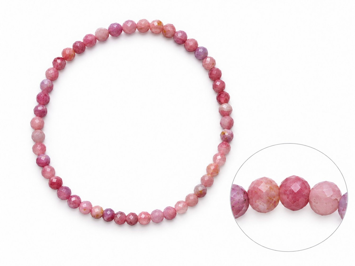 Roze Toermalijn Armband Gefacetteerd – Natuurlijke Edelsteen Armband – 4 mm Kralen – 17 cm – Roze Tourmalijn – Fijn Geslepen Kralenarmband – Elegante Damesarmband – Edelstenen Sieraad – Subtiele Sieraden – Cadeau voor Haar