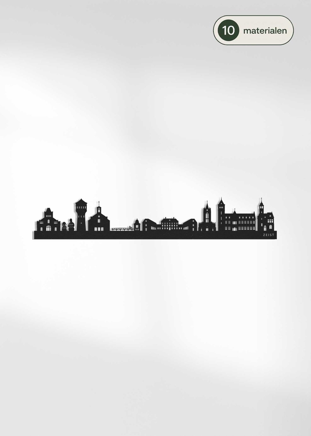 Houten Skyline Zeist | Wanddecoratie voor aan de muur | Zwart MDF | 70 x 14 cm