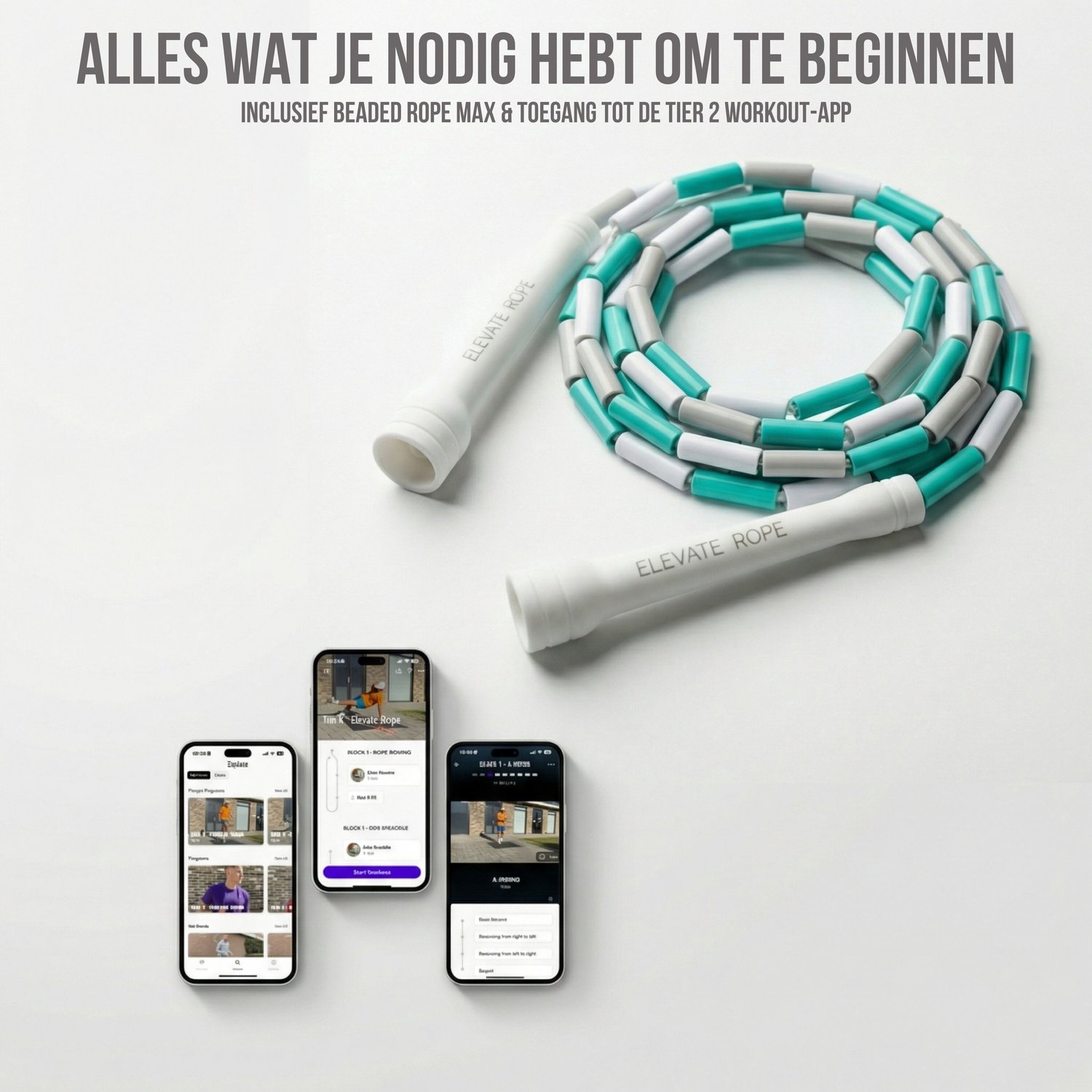 Elevate Rope Professioneel Beaded Springtouw - Verstelbare Jump Rope - Touwtje Springen voor Volwassenen en kinderen - Beaded rope - Conditie & Trucs - Binnen & Buiten Skipping Rope - Fitness Springtouwen — afbeelding 5