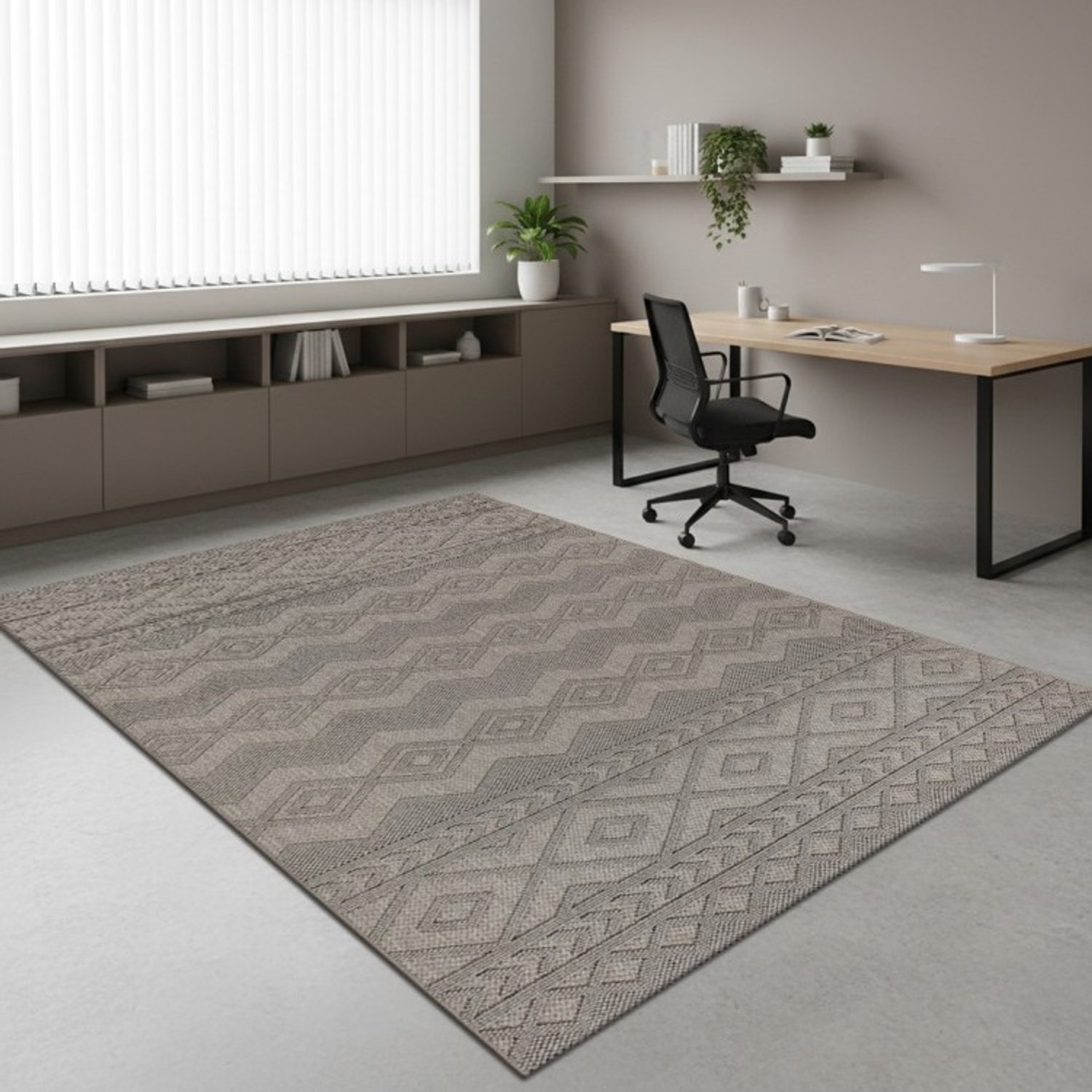 TapisTrend Designer tapijt Beige 80x150 cm Geometrisch binnen-/buitenkleed vloerkleed met geweven ruit- en chevronpatronen voor de woonkamer, slaapkamer en eetkamer