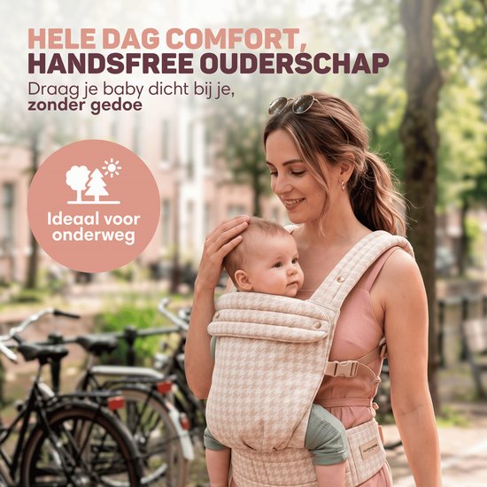 Vulpes Goods® BabyCare - Draagzak – Ergonomische Baby Draagzak 0-36 mnd – Luxe Buikdrager tot 20 kg – OEKO-TEX® Katoen – Handsfree Comfort - Met Rugsteun & M-Positie - Heritage — afbeelding 3
