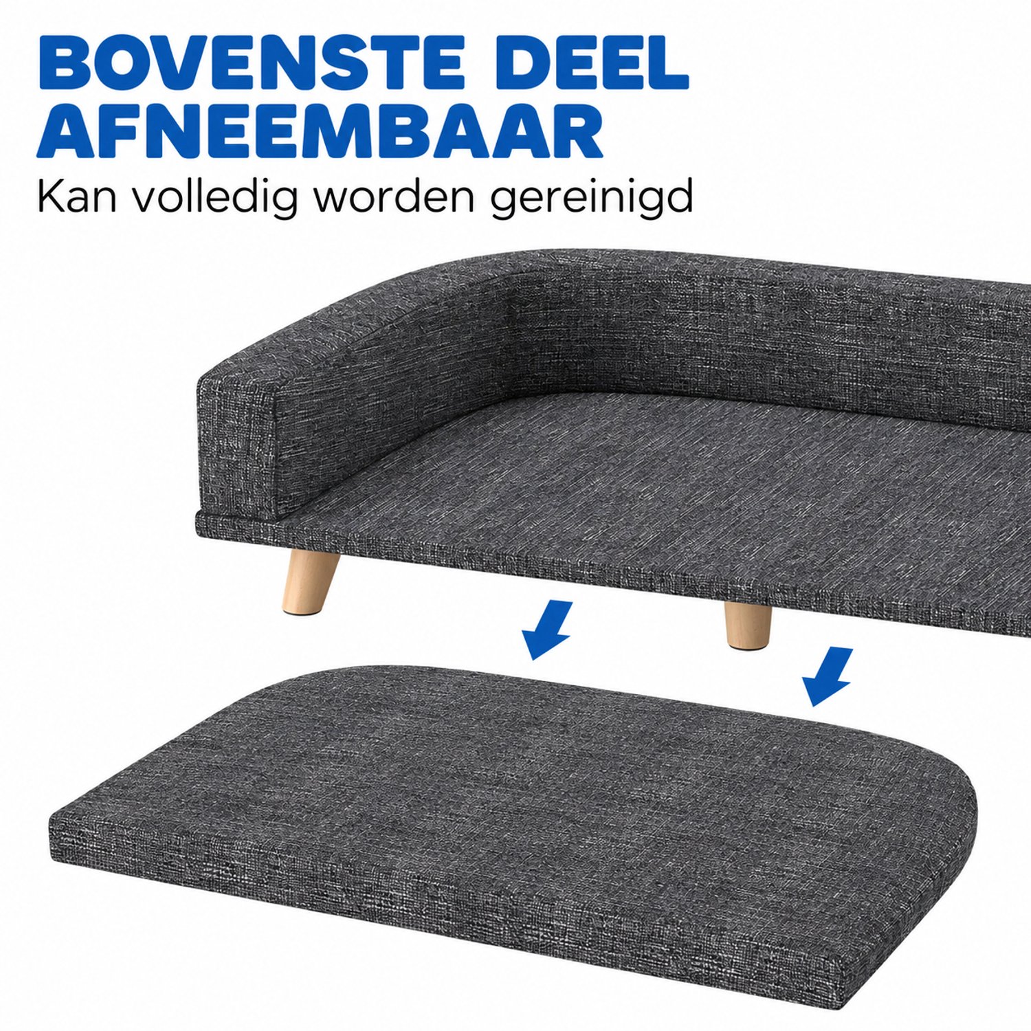 Veya Hondenmand - XL - Groot - Verhoogd - Hondenbed - Zitting 86 x 59 cm - Honden tot 30kg - Donkergrijs - Uitneembaar kussen thumbnail 5