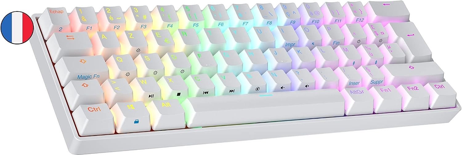 Gamingtoetsenbord - Wit - 60% - Heet Verwisselbaar Mechanisch Toetsenbord met RGB Verlichting - Voor PC/Mac