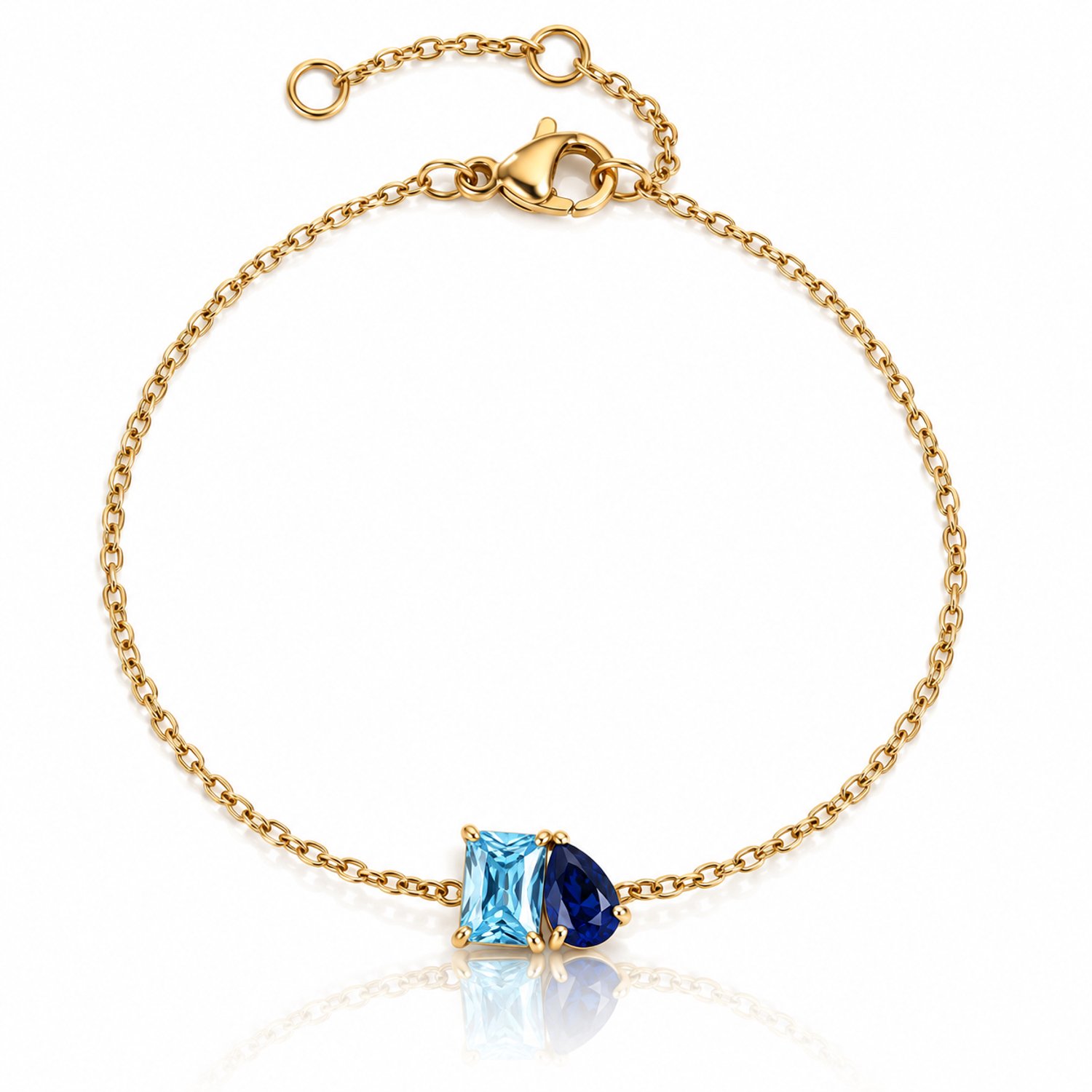 Maevi® Geboortesteen Armband - Maand: Maart - Kleur: Goud - Hoge Kwaliteit - Birthstone Bracelet - Cadeau / Kraamcadeau - Moeder / Mama Kado - Incl. Luxe Verpakking - RVS / Roestvrijstaal / Stainless Steel - Verkleurt Niet - Geboorte & Verjaardag