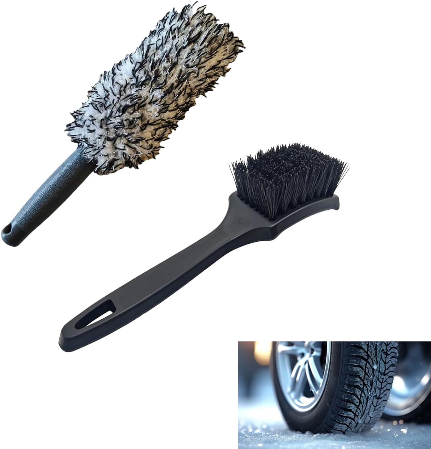 Pack of 2 Rim Brushes, Microfibre Rim Brush, Rim Cleaner without Scratches, Suitable for Car Rims, Motorcycles and - ShopVlot