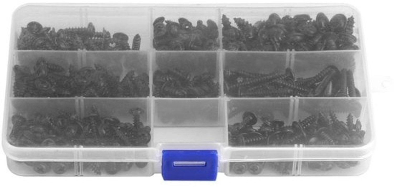 Dailygoods - Zelfborende Flensschroeven - 340 stuks - Zwart - Schroeven Set - Perfect voor Bouwprojecten - Robuust en Corrosiebestendig