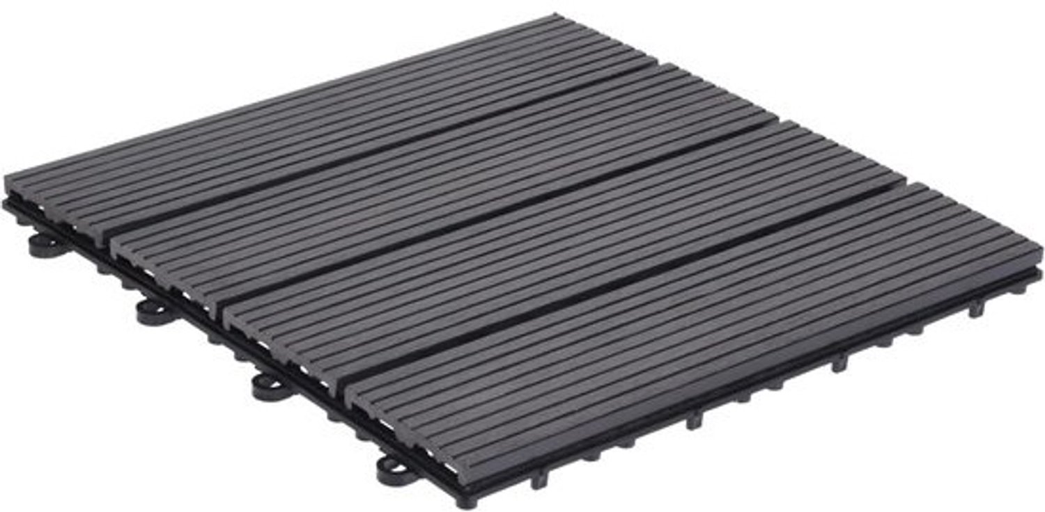 Vloertegels Set - Buitentegels Tuintegels - Terras Aanleggen - 4-punts Kliksysteem - 30x30cm 6 Stuks - Donkergrijs