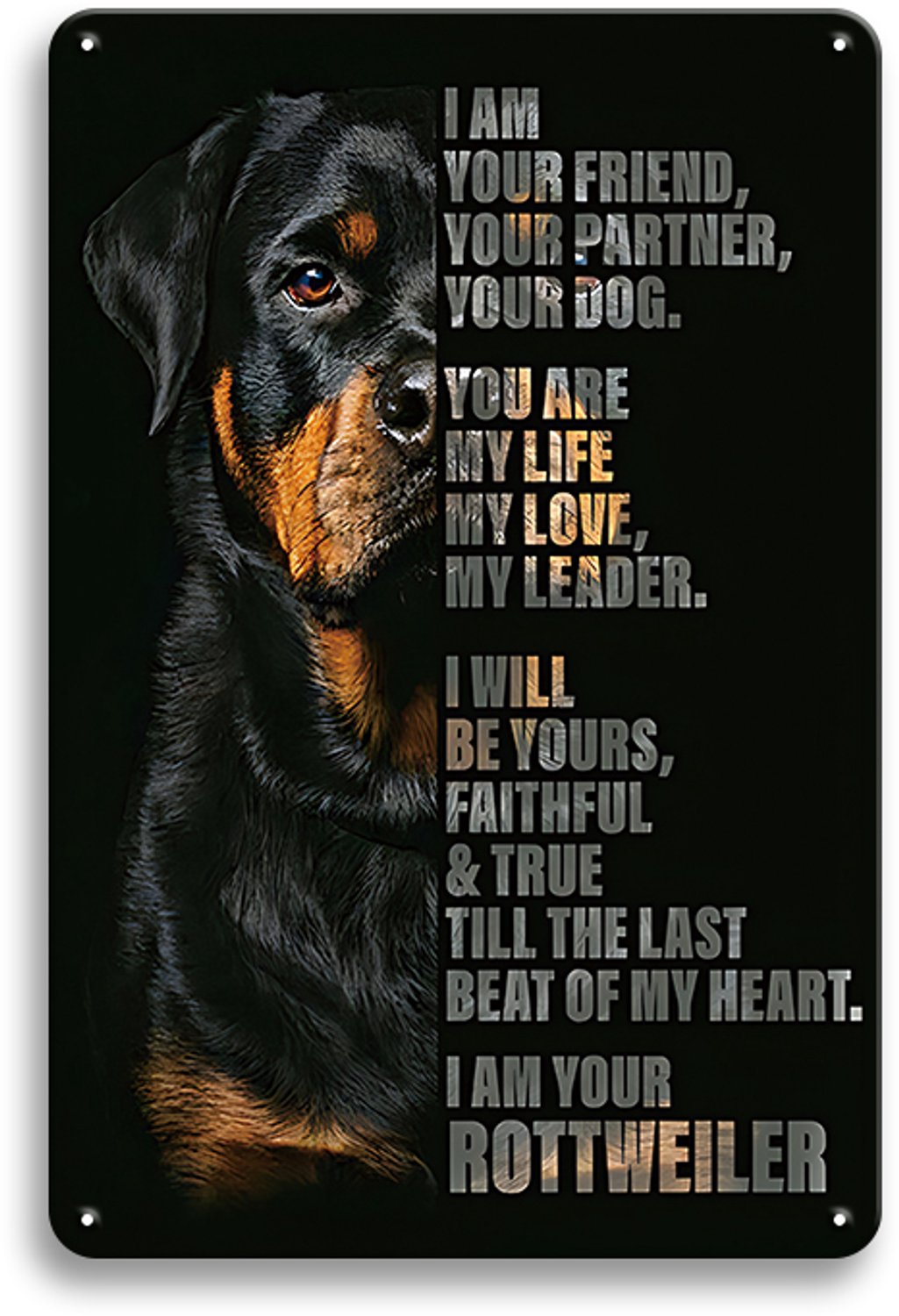 I Am Your Rottweiler Wandbord 30x20cm – Rottweiler Hondenbord – Waarschuwingsbord Hond – Vintage Retro Wanddecoratie