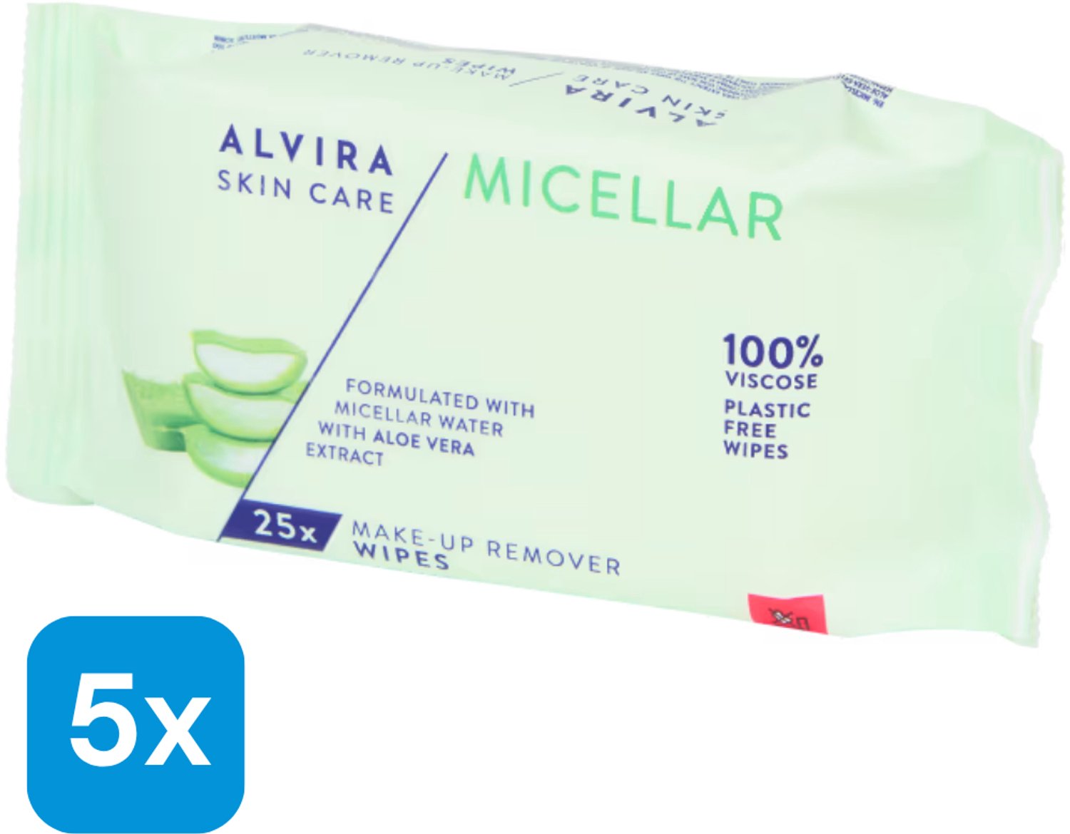 5x 25 stuks Alvira gezichtsreinigingsdoekjes Micellar - Doekjes met make-upremover
