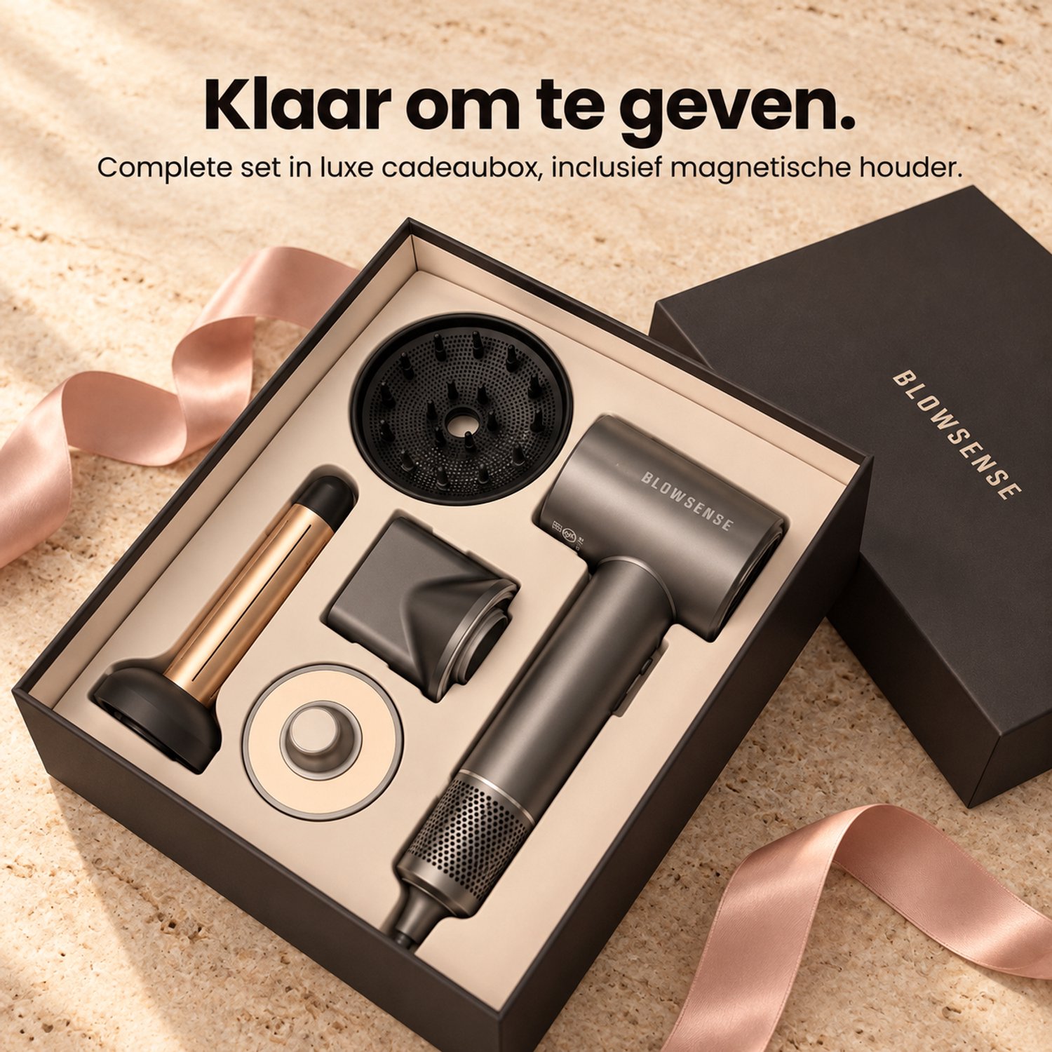 BlowSense® AirGlide - Föhn met Diffuser en Concentrator - LED Scherm - Haardroger met Ionentechnologie - 3 Magnetische Opzetstukken - Inclusief Magnetisch Ophangsysteem - Luxe Cadeauverpakking - Platina Grijs - 2026 Model thumbnail 2