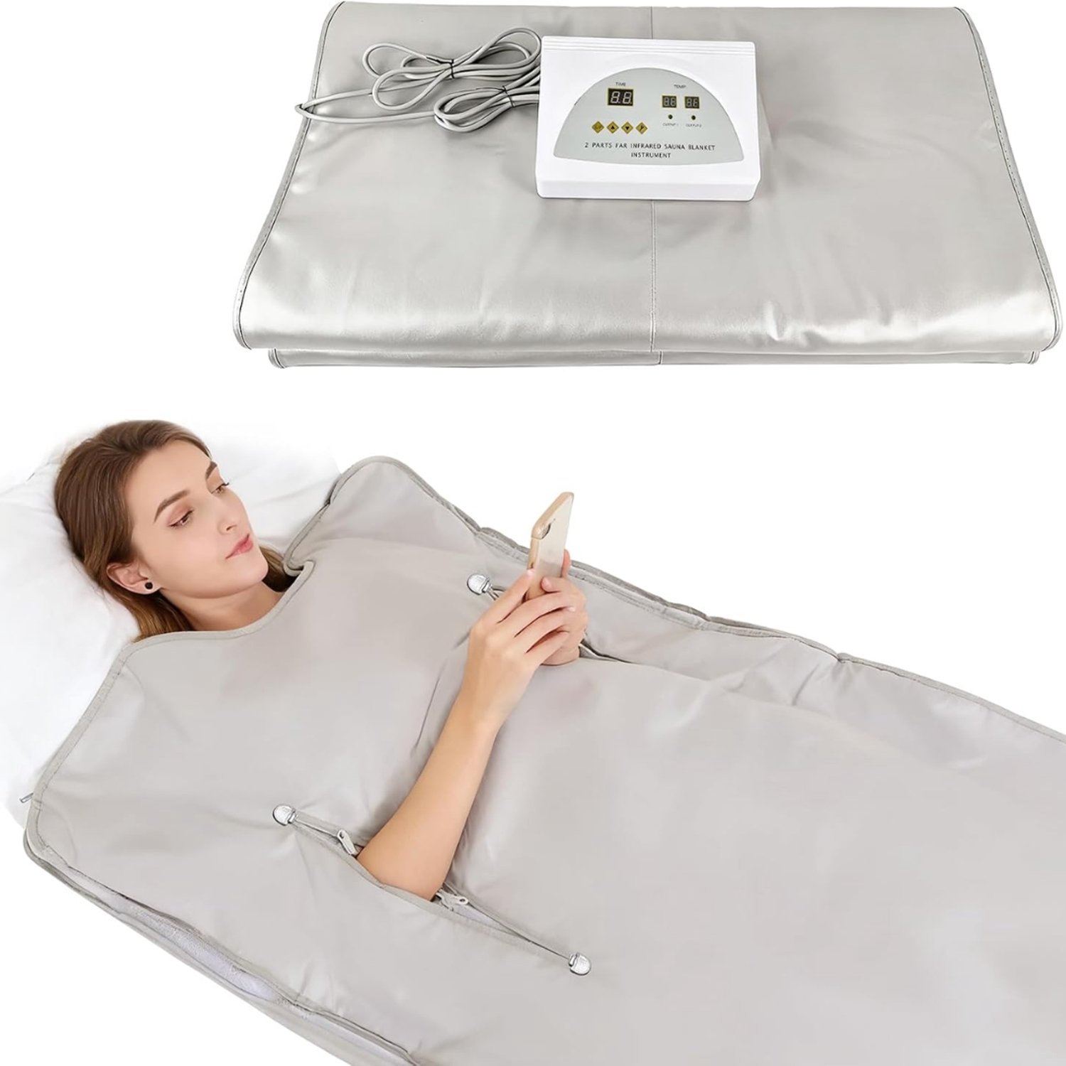Levo® Infrarood Deken - 25°C t/m 53°C - Elektrische Deken – Warmtedeken - Infrarood Deken Fibromyalgie - 200L x 150B – Infrarood Sauna – Infraroodtherapie – Pijnverlichting - Zwart - 190cm x 90cm x 5cm