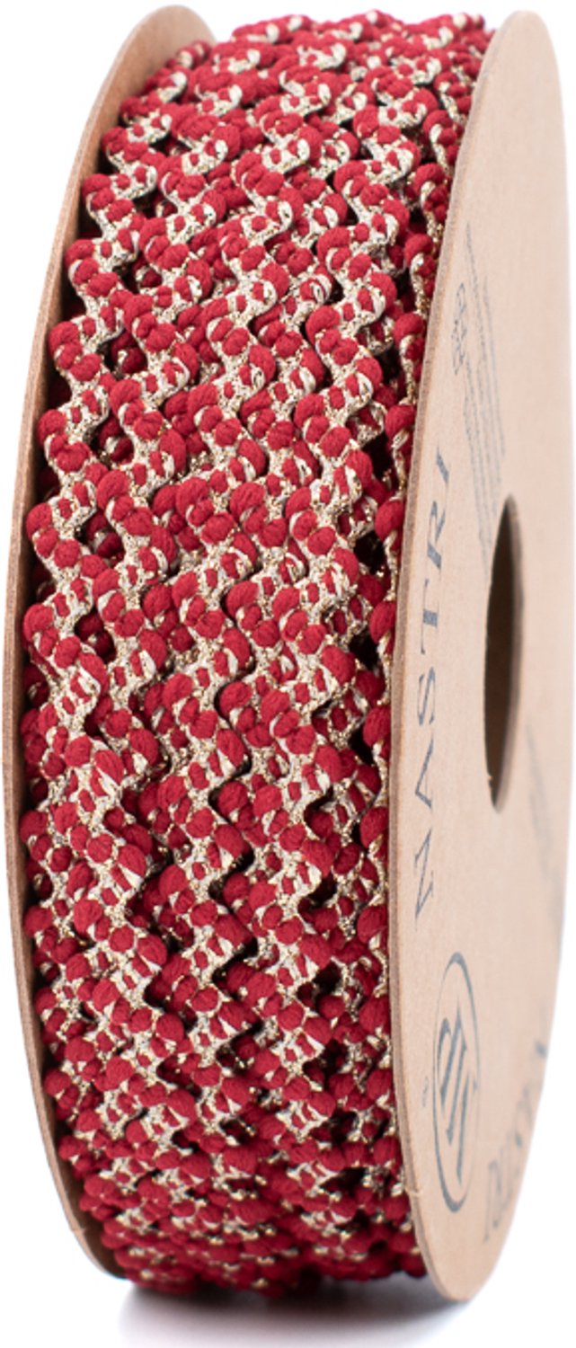 Kerstlint - cadeaulint - rood met gouden golven - 5 mm x 15 meter