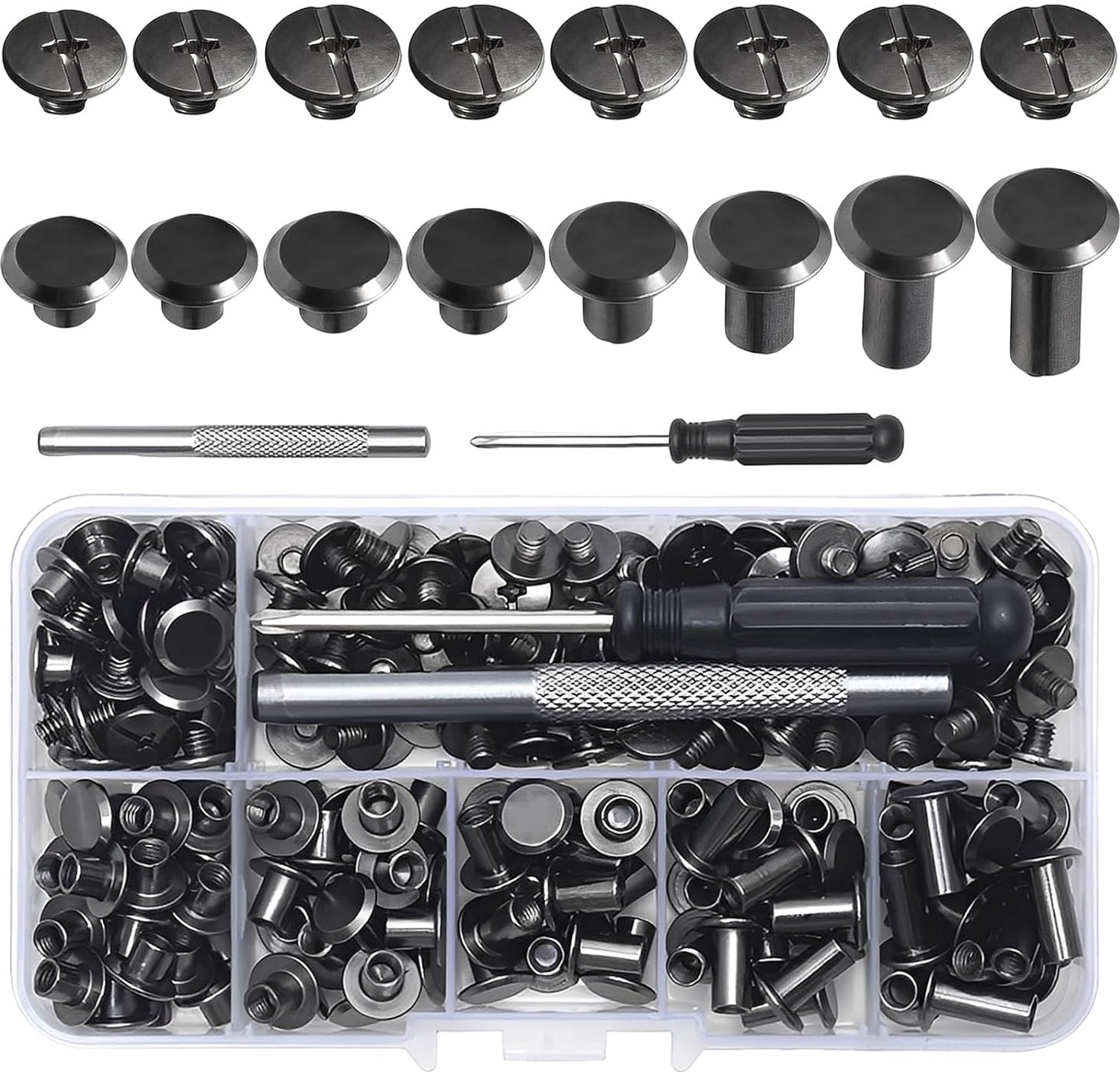 Chicago binding schroeven set 120 stuks M5 - 4 5 6 8 10 12 mm - hoogwaardig materiaal - perfect voor leerbewerking - ShopVlot