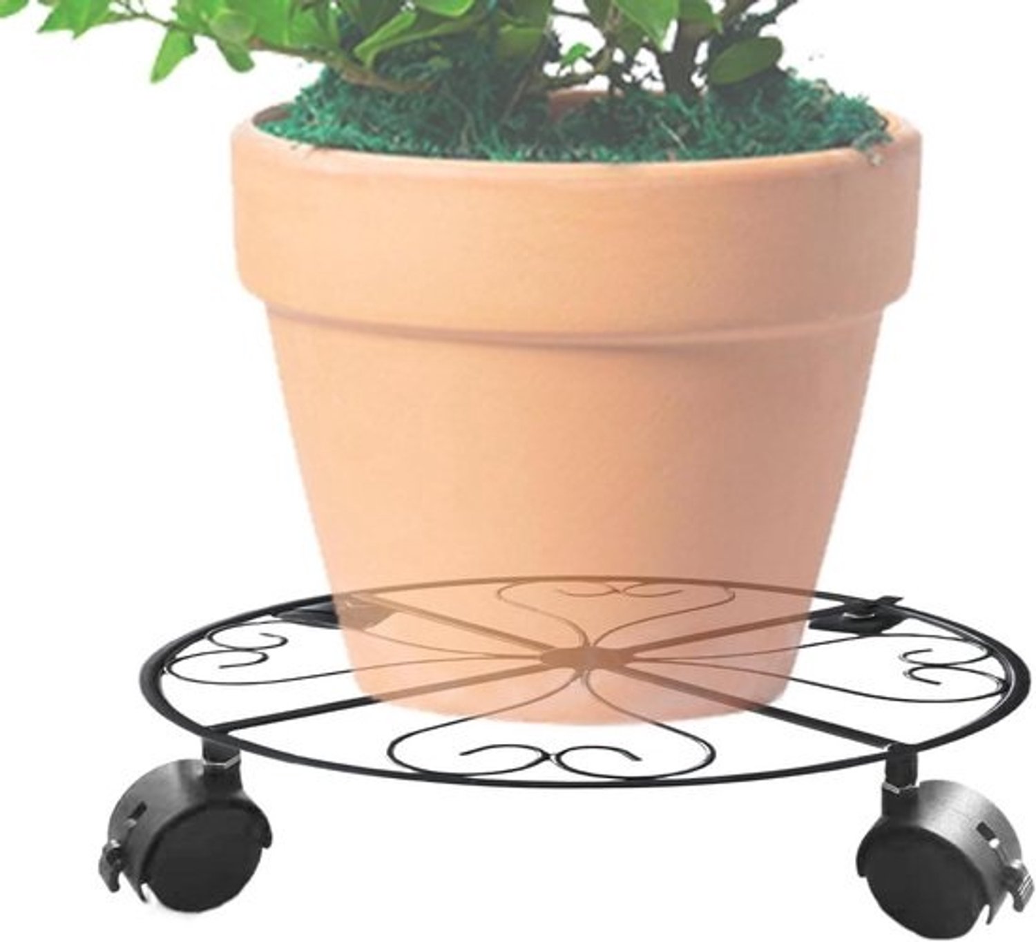 Plantenhouder met wielen - Verrijdbare plantentrolley plantenpot - Planten verplaatsen - Vergrendelbare wieltjes - 31 x 31 x 6 cm