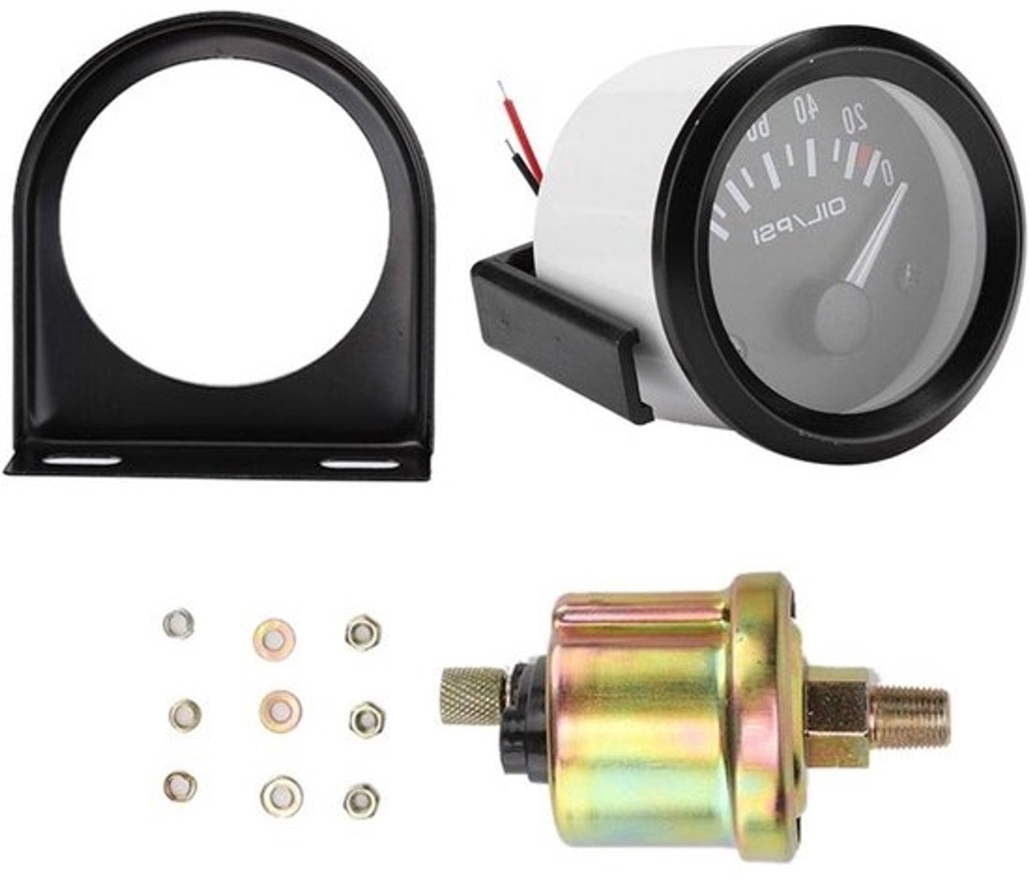 Oliedrukmeter - Oliedruk meter - Oliedruk Meten - Universeel voor Auto's - 52 mm - Zilver