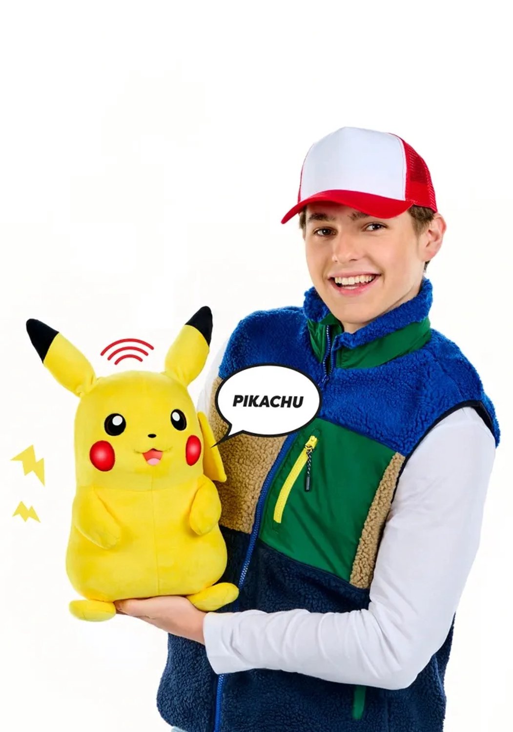 Pokémon - Pikachu Interactieve Knuffel Pop - 40 cm Hoog - Realistische Bewegingen en Meer dan 120 Geluiden - Knipperende Ogen - Bewegende Mond en Oren - Gloeiende Wangen - Pokemon Speelgoed - Speelgoed vanaf 3 Jaar - Pokemon Knuffels