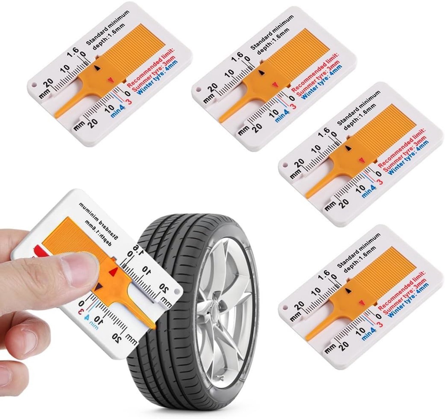 Bandenprofielmeter - Kunststof - 0-20 mm - Voor Auto's en Motorfietsen