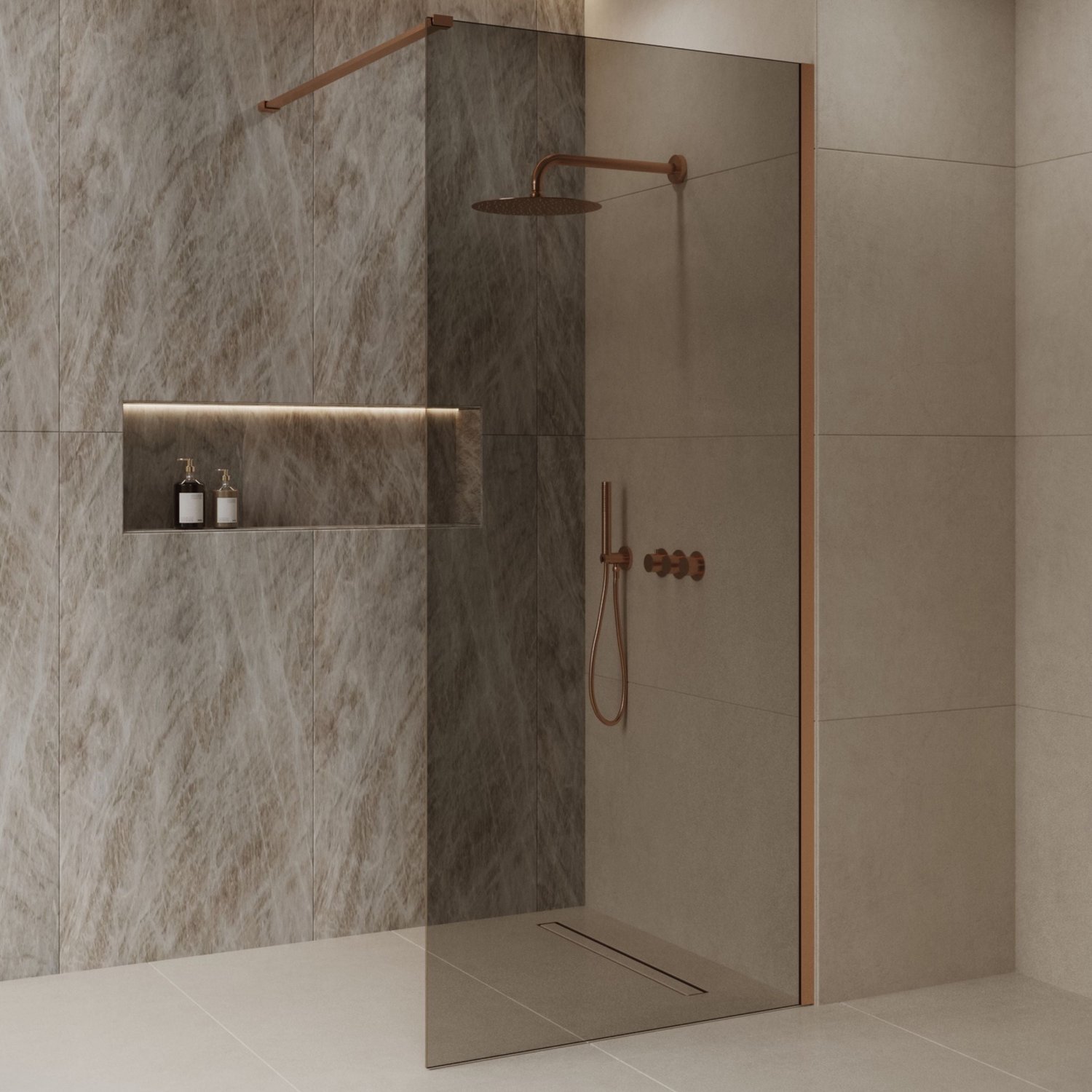 Sanitado Dalis Inloopdouche Rookglas Mat Brons Profielen 100x200 cm