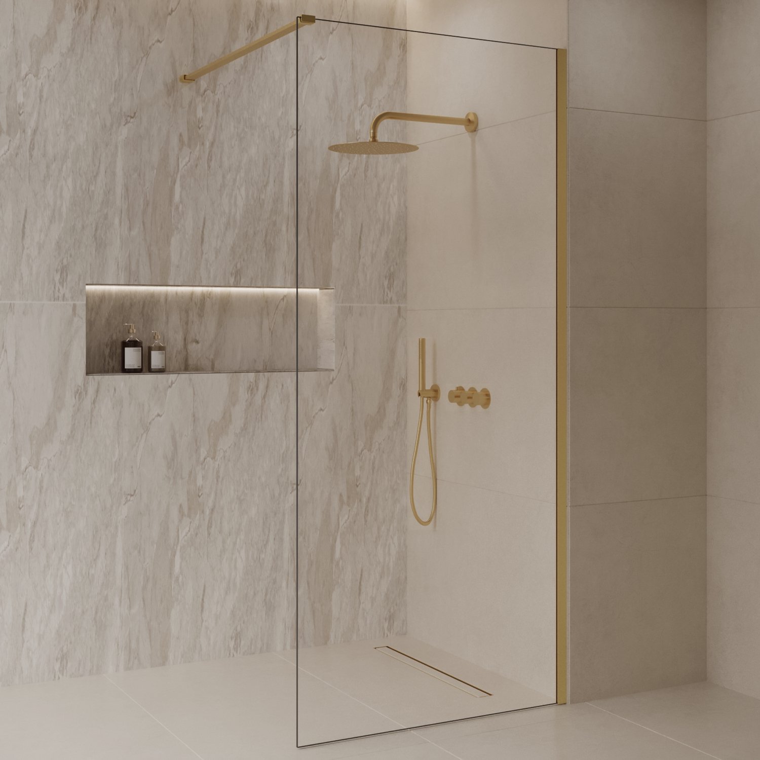 Sanitado Dalis Inloopdouche Helder Glas Mat Goud Profielen 70x200 cm