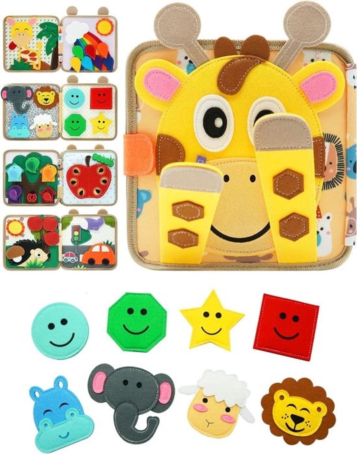 Montessori Activiteitenboek - Kinderspeelgoed Boek - Vroeg Leren - 10 Interactieve Pagina's - 21 cm - Kleurrijk