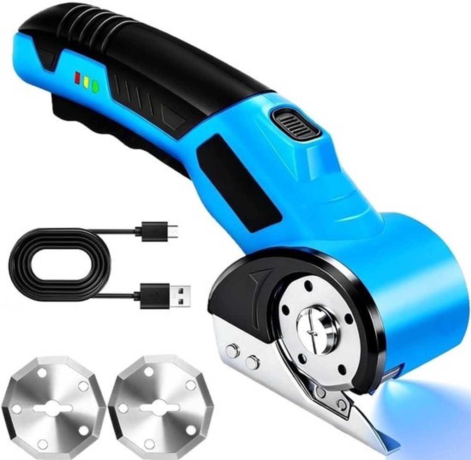 Elektrische Schaar - Draadloze Snijder - Materiaal Snijden - Veiligheidssluiting - 4V Batterij - Blauw