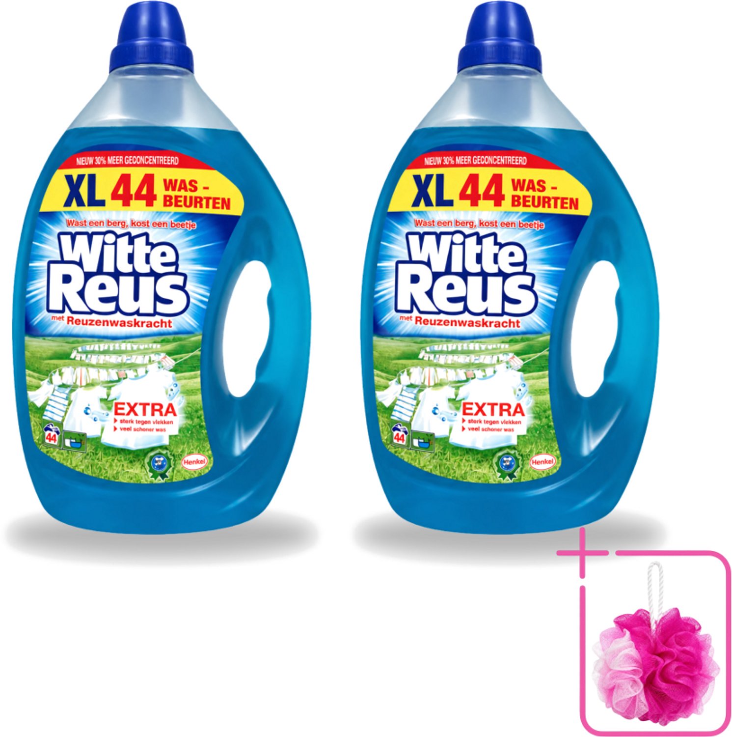 2 x Witte Reus - Vloeibaar Wasmiddel - 44 Wasbeurten - Bulkverpakking - Wasmiddel - Douchemop - Witte was