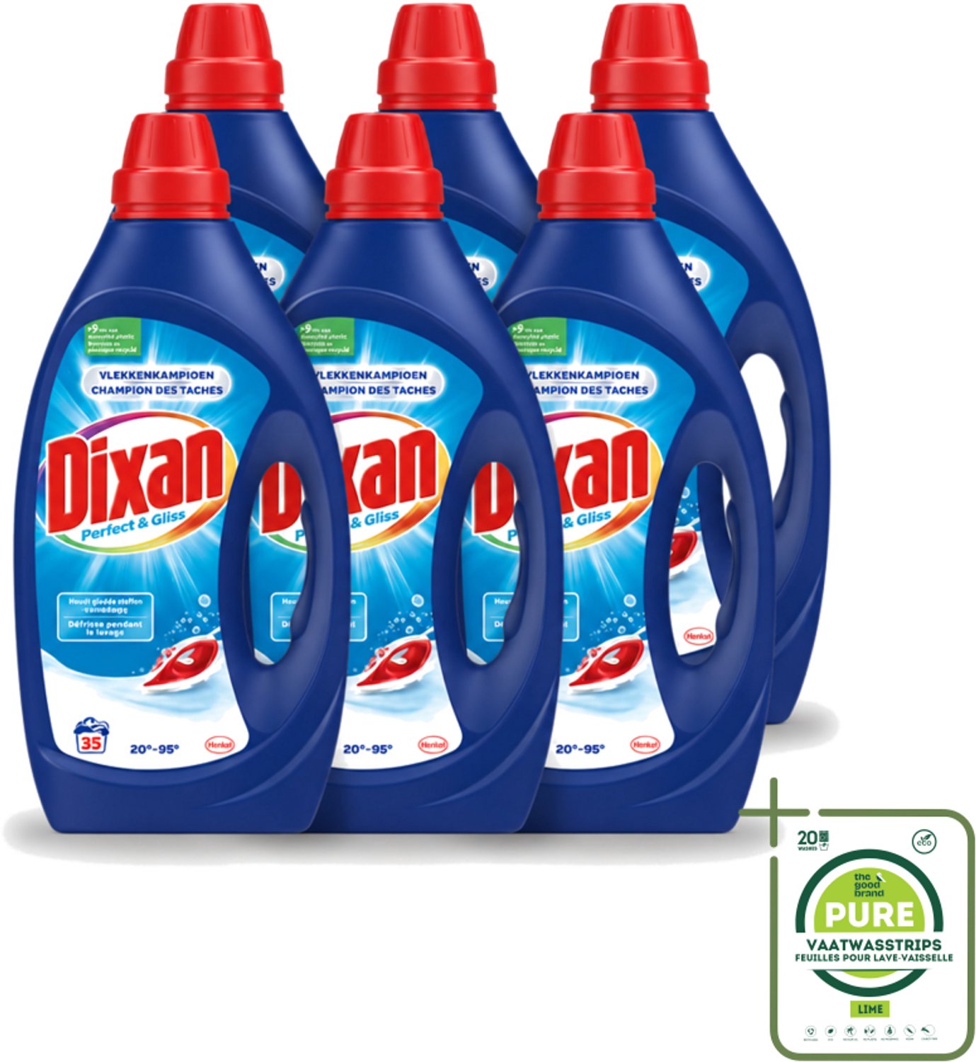 6 x Dixan – Vloeibaar Wasmiddel – Perfect & Gliss – 1750 ml - Grootverpakking - Vaatwasstrips - Wasmiddel - Vlekkenverwijdering - Antiplooiformule - Strijkwerk - Schone Was