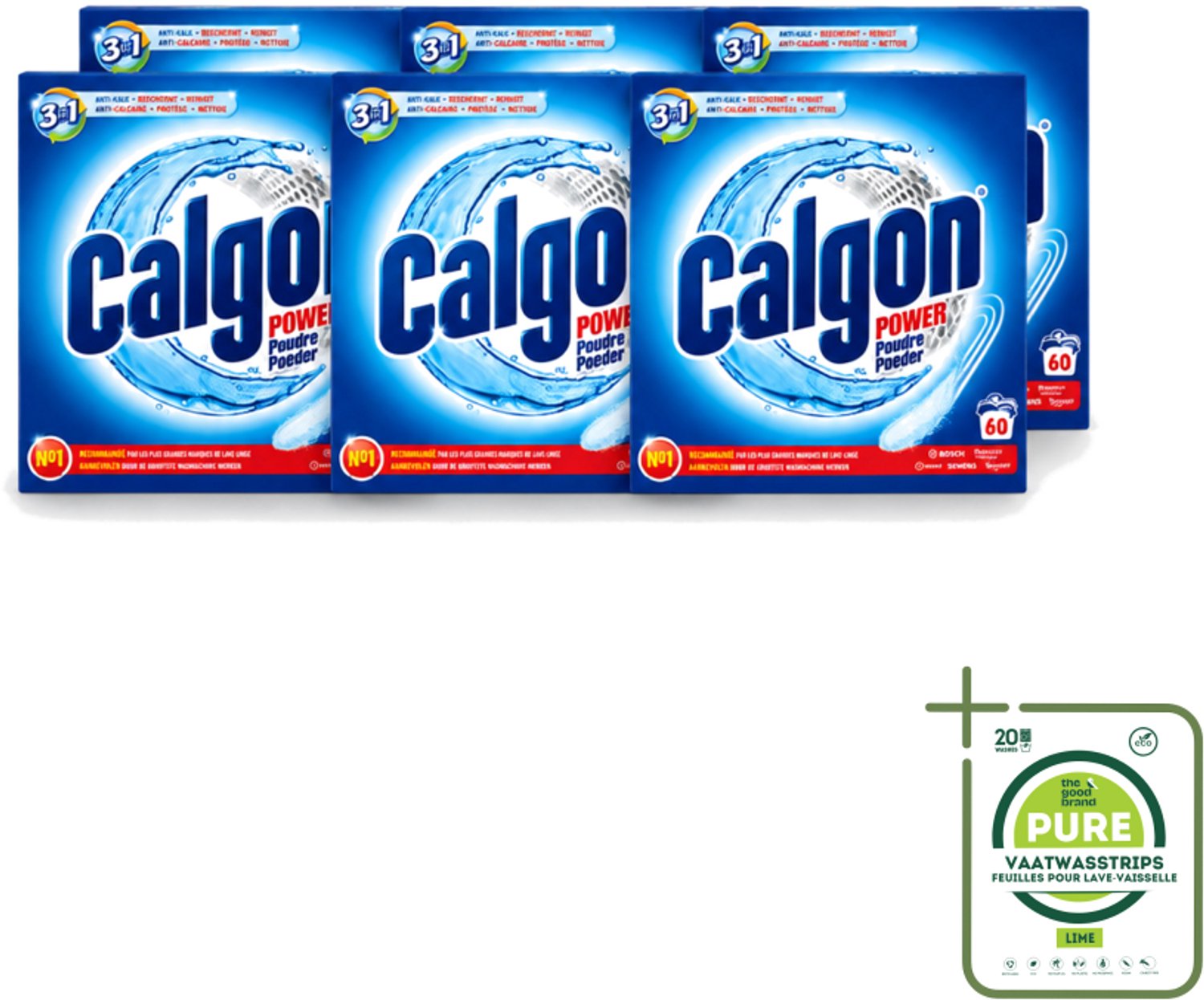 6 x Calgon – Wasmachinereiniger Poeder – 3-in-1 Power Anti-Kalk – 60 doseringen - Grootverpakking - Vaatwasstrips - Wasmachine Reiniger - Anti-kalk Poeder - Kalkpreventie - Machine Geur Verwijderen - 3-in-1 Wasmachine Bescherming