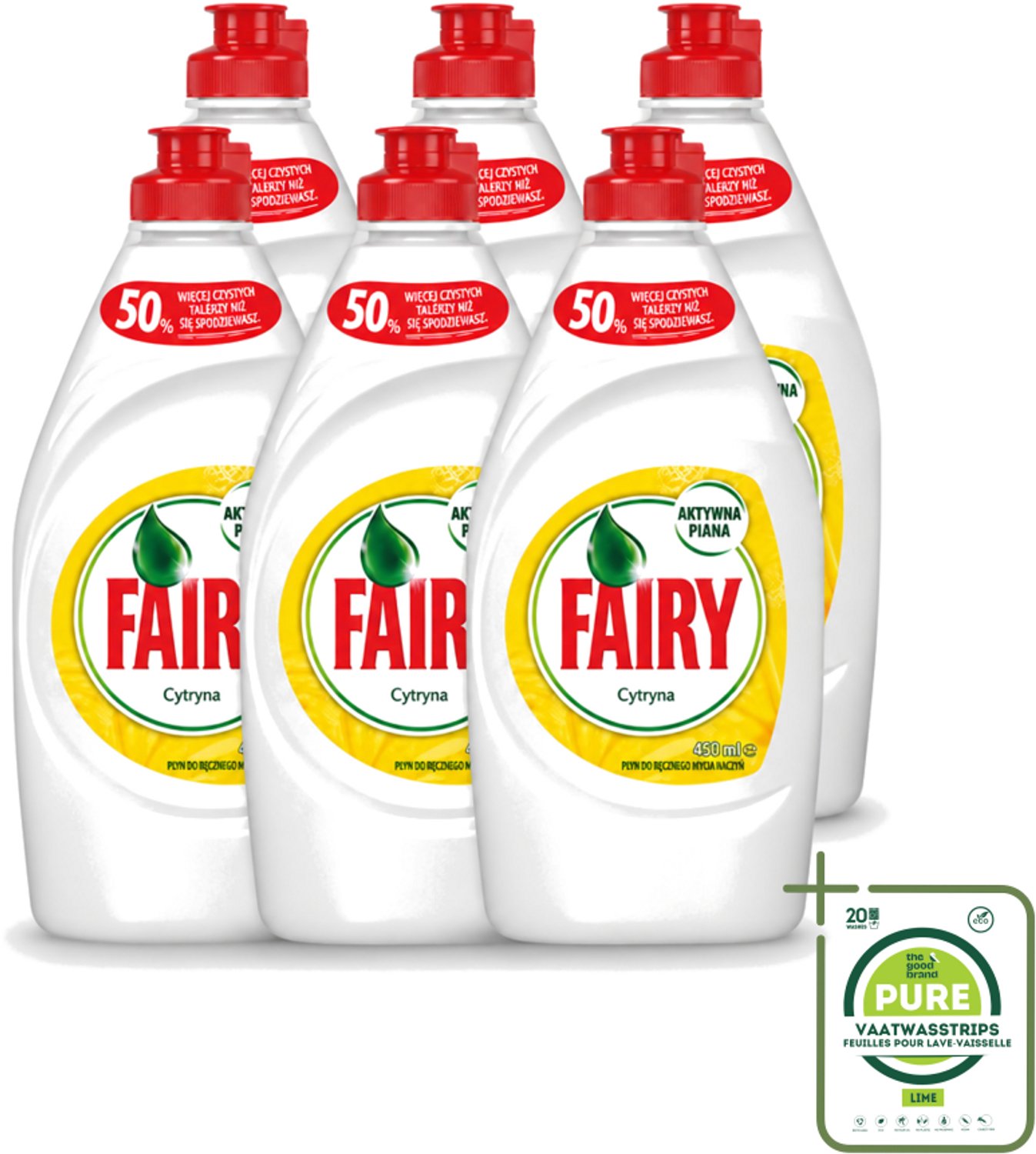 6 x Fairy – Afwasmiddel – Citroen – 450 ml - Grootverpakking - Afwasmiddel Citroen - Vaat Reinigen - Vet Verwijderen - Schone Vaat - Frisse Geur